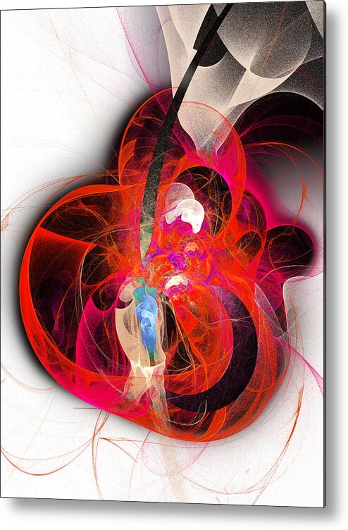 Fractal Metal Print featuring the digital art Her Heart Is A Guitar by Andee Design