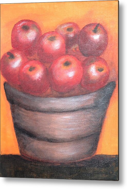 Apples Metal Print featuring the painting In the bucket by Bozena Zajaczkowska