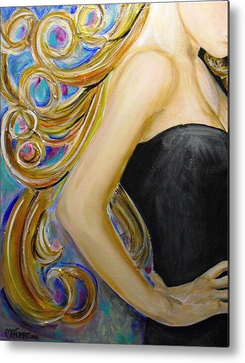 Figures Metal Print featuring the painting Little Black Dress by Melissa Torres