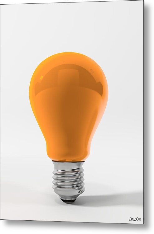 Orange Lamp Metal Print featuring the digital art Orange Ligth Bulb by BaloOm Studios