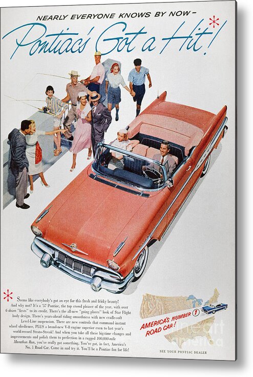 1957 Metal Print featuring the photograph Pontiac Advertisement 1957 by Granger
