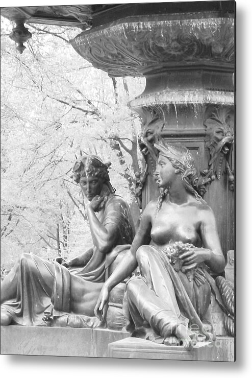 Fountain Metal Print featuring the photograph Saturday Afternoon in the Park I by Ann Johndro-Collins