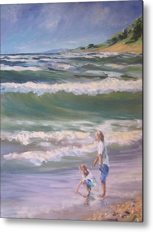 Lake Michigan Metal Print featuring the painting The Big Brother by Sandra Strohschein