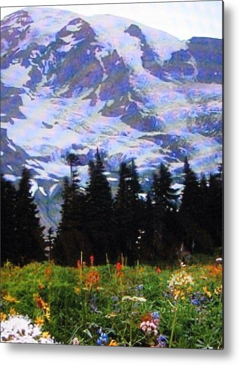 The Grand Tetons In The Spring Metal Print featuring the photograph The Grand Tetons in Jackson by Shawn Hughes