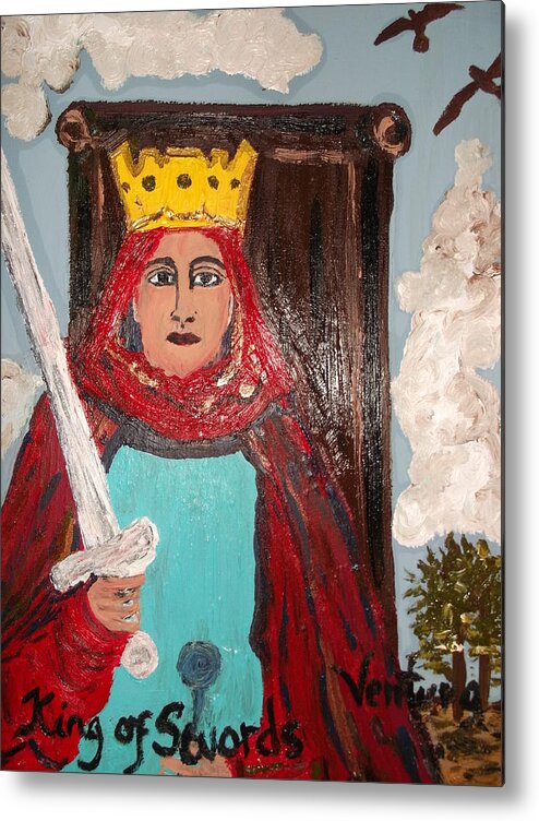 Tarot Card Metal Print featuring the painting The King of Swords by Clare Ventura