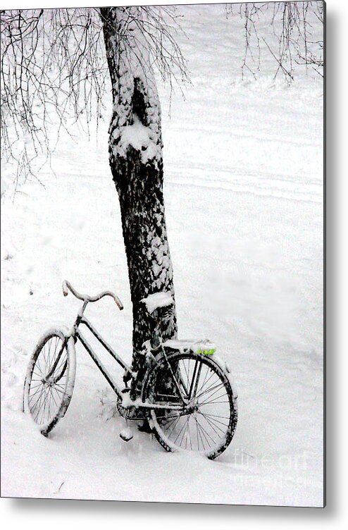  Bicycle Metal Print featuring the photograph They Left Me Here Alone by Ausra Huntington nee Paulauskaite