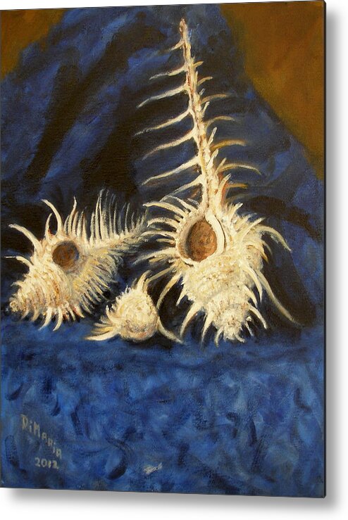 Realism Metal Print featuring the painting Three Murex Shells by Donelli DiMaria
