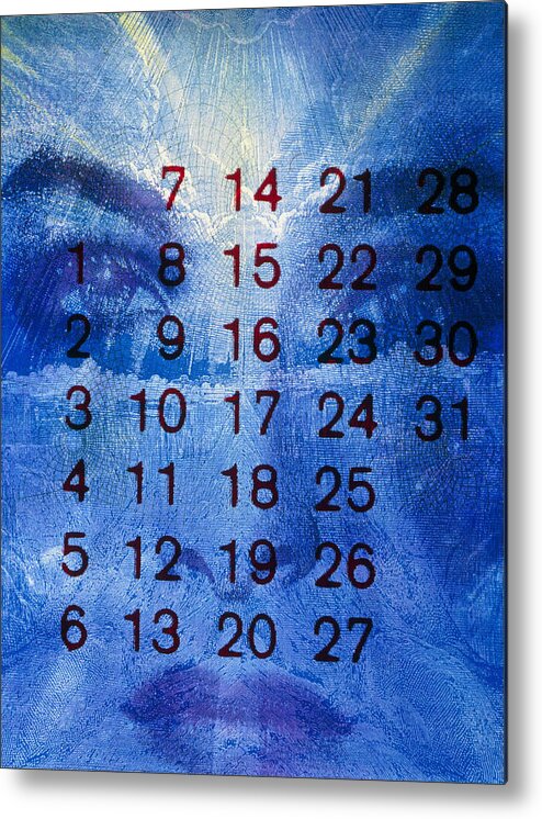 Birth Metal Print featuring the photograph Time Of Month Calendar Dates Over A Woman's Face by Hans-ulrich Osterwalder