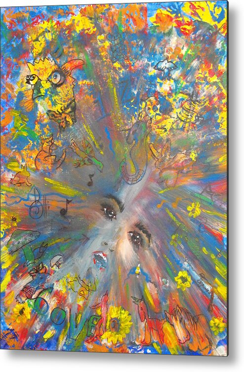 Psychedelic Metal Print featuring the painting Tripping by Susan Bruner