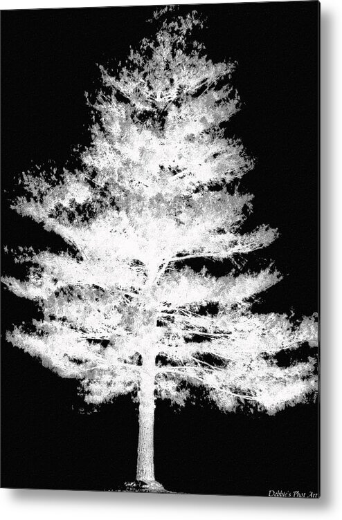 Nature Metal Print featuring the digital art White on Black tree by Debbie Portwood