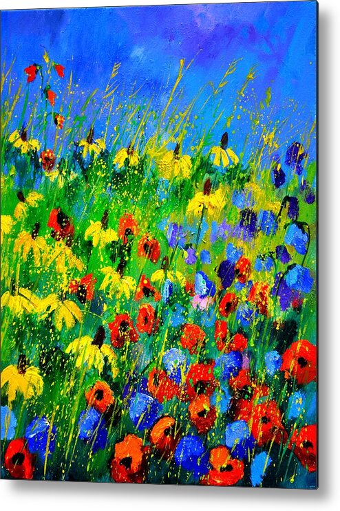 Poppies Metal Print featuring the painting Wild Flowers 452180 by Pol Ledent