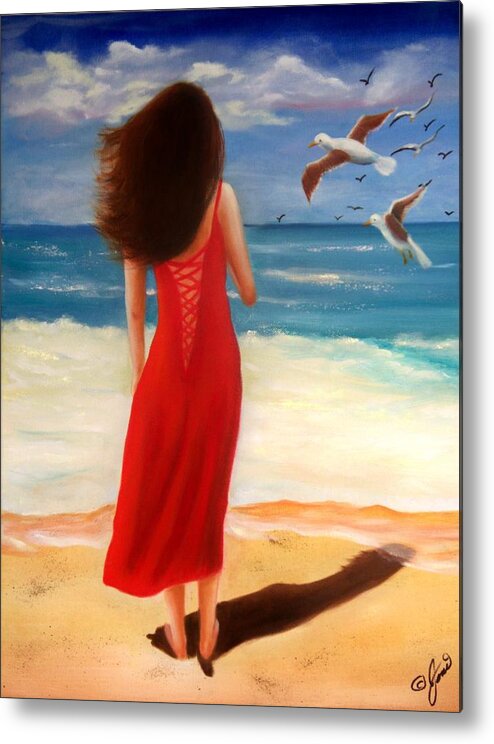 Beach Metal Print featuring the painting Wind Blown Beach by Joni McPherson