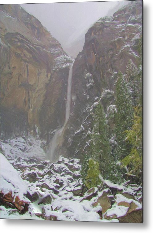 Yosemite Metal Print featuring the photograph Winter Lower Yosemite Falls by Heidi Smith