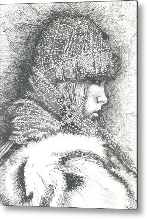 Ink Metal Print featuring the drawing Winter Winter.... So What by Jovica Kostic