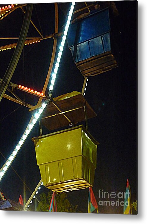 Ferris Metal Print featuring the photograph Yellow Ferris Wheel Bucket by Renee Trenholm