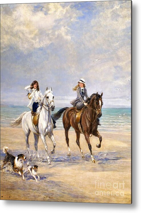 Heywood Hardy - A Ride By The Sea Metal Print featuring the painting A Ride by the Sea by MotionAge Designs