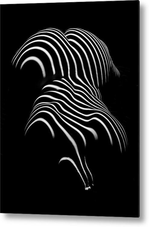 Black Metal Print featuring the photograph 0721-AR Black and White Fine Art Nude Abstract Big Woman BBW by Chris Maher