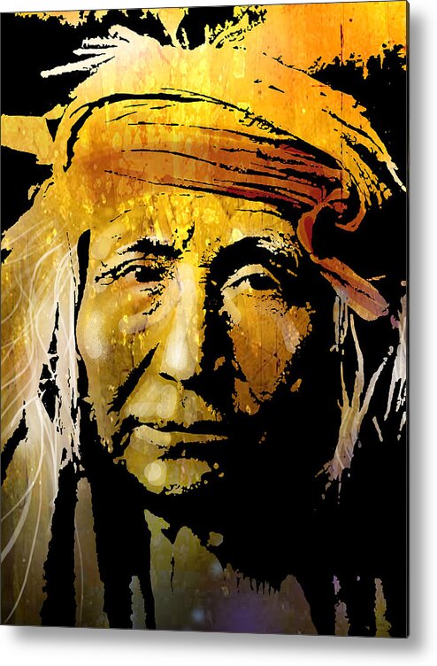 Native American Metal Print featuring the painting Apache Brave #1 by Paul Sachtleben