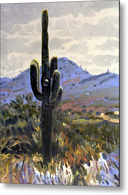 Saguaro Metal Print featuring the painting Arizona Icon #2 by Donald Maier