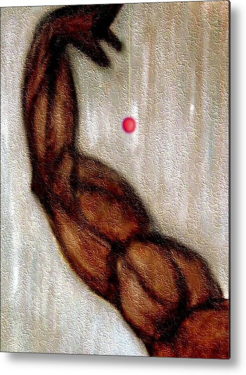 Figurative Metal Print featuring the mixed media Arm strng and ball by Joseph Ferguson