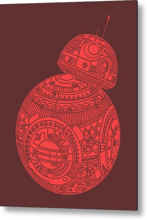 Bb8 Metal Print featuring the mixed media BB8 DROID - Star Wars Art, Red #2 by Studio Grafiikka