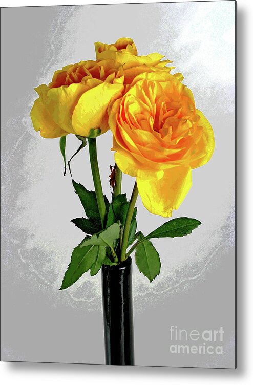 Larry Metal Print featuring the photograph Captured Yellow Roses #1 by Larry Oskin