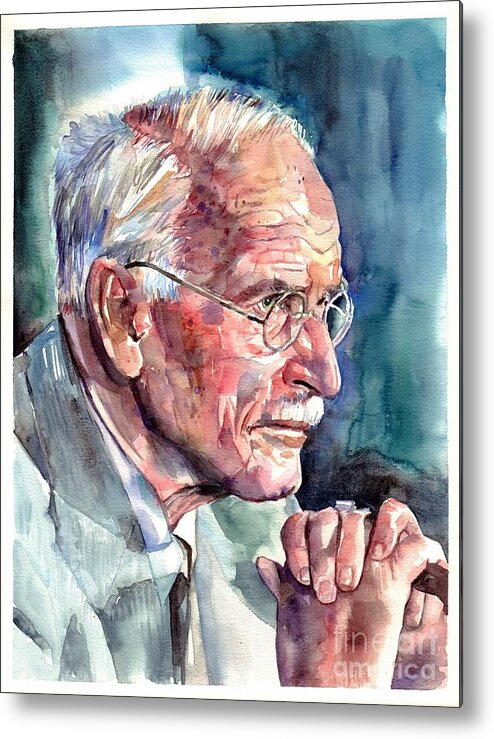 Carl Metal Print featuring the painting Carl Gustav Jung portrait by Suzann Sines
