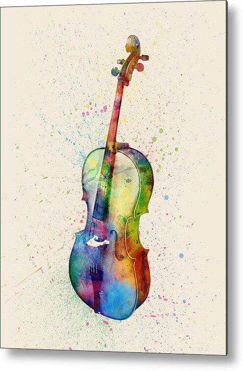 Cello Metal Print featuring the digital art Cello Abstract Watercolor #1 by Michael Tompsett