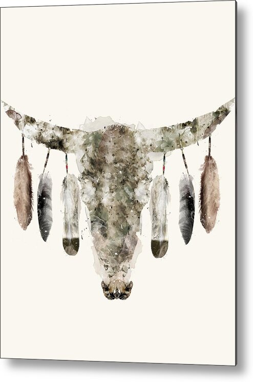 Cow Skull Metal Print featuring the painting Cow Skull by Bri Buckley