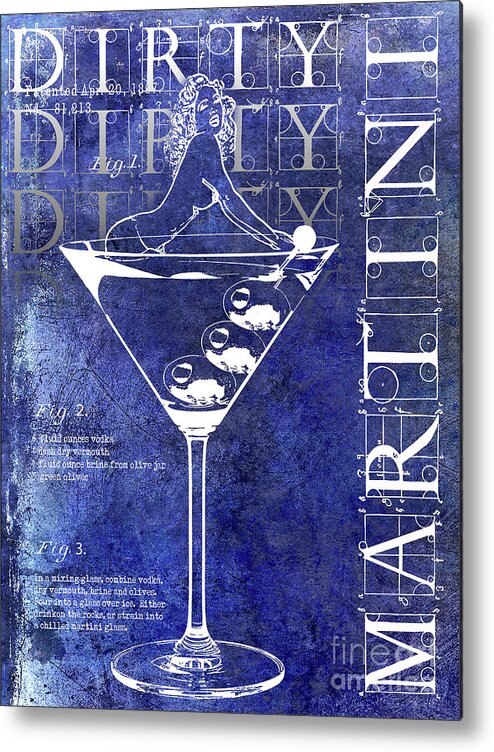 Martini Metal Print featuring the photograph Dirty Dirty Martini Patent Blue #1 by Jon Neidert
