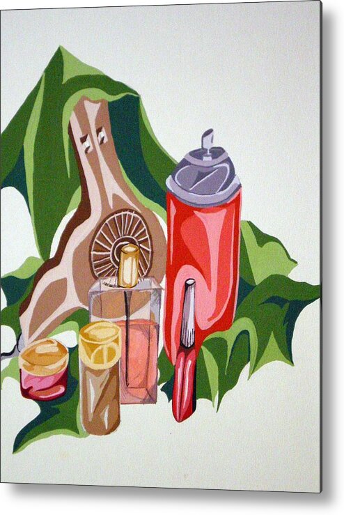 Makeup Metal Print featuring the painting Everyday Items #1 by Tammera Malicki-Wong