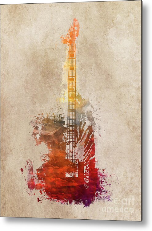 Guitar Metal Print featuring the digital art Guitar music instrument #1 by Justyna Jaszke JBJart