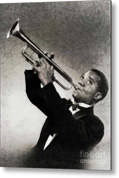 Louis Metal Print featuring the painting Louis Armstrong, Music Legend #1 by Esoterica Art Agency