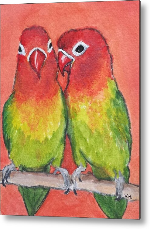 Birds Metal Print featuring the painting Love Birds #1 by Vivian Casey Fine Art