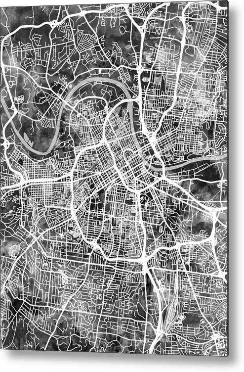 Nashville Metal Print featuring the digital art Nashville Tennessee City Map #1 by Michael Tompsett