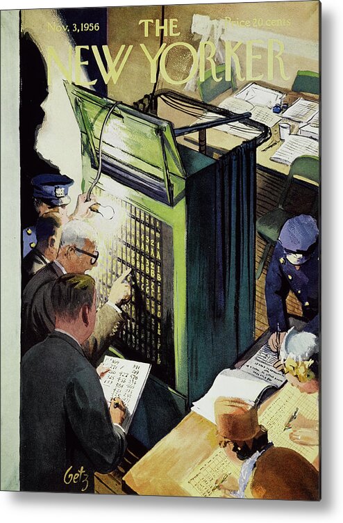 Votes Metal Print featuring the painting New Yorker November 3 1956 by Leonard Dove