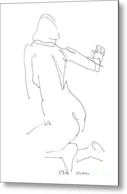 Female Metal Print featuring the drawing Nude Female Drawings 8 #2 by Gordon Punt