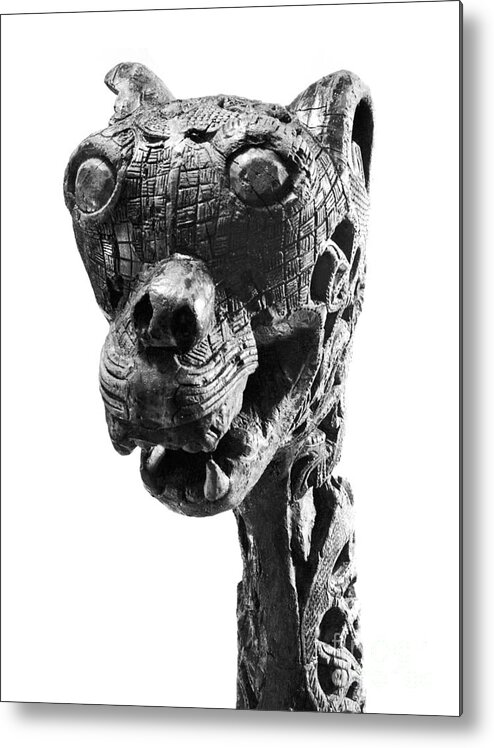 9th Century Metal Print featuring the photograph Oseberg Carving #1 by Granger