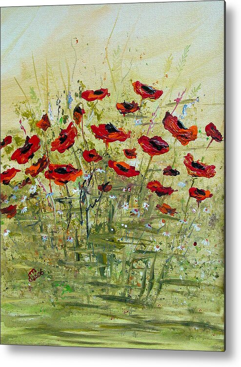 Poppies Metal Print featuring the painting Poppies #1 by Dorothy Maier