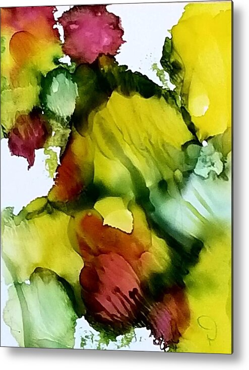Abstract Metal Print featuring the painting Rocks #1 by Donna Perry