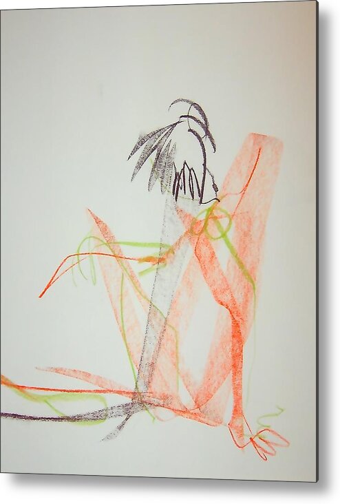 Gesture Metal Print featuring the drawing Seated woman by Andrea Ferry