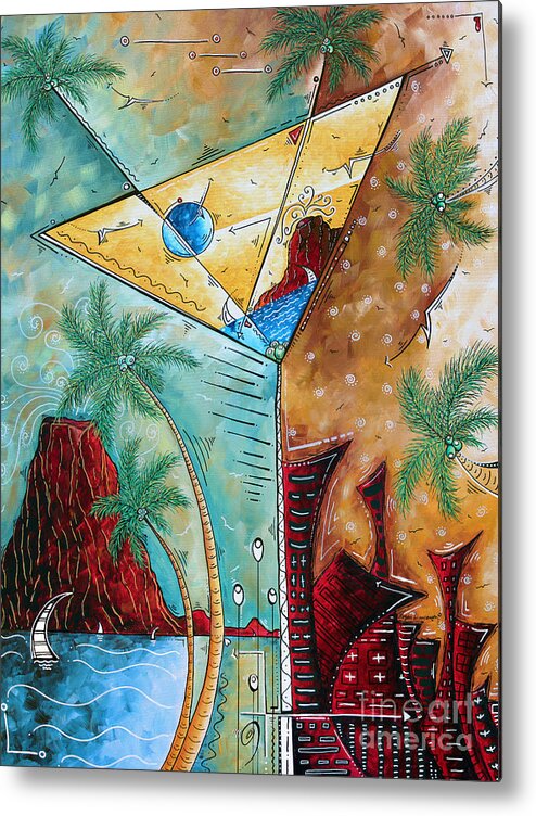 Tropical Metal Print featuring the painting Tropical Martini Original Painting Fun PoP Art Style by Megan Duncanson by Megan Aroon