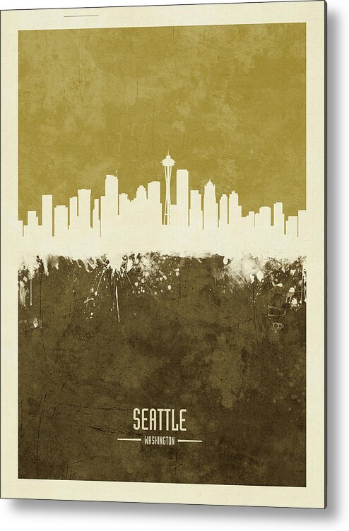 Seattle Metal Print featuring the digital art Seattle Washington Skyline #15 by Michael Tompsett