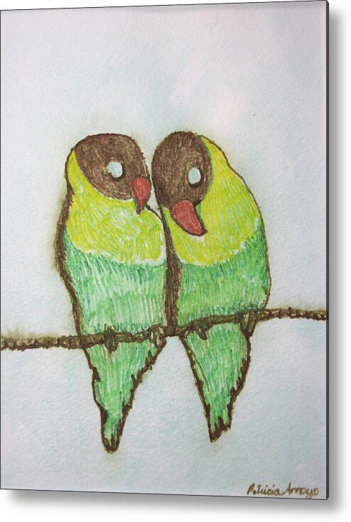 Birds Metal Print featuring the painting Love Birds #2 by Patricia Arroyo