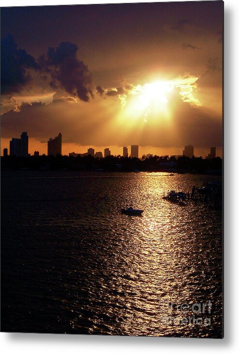 Miami Metal Print featuring the photograph Sunset Over Miami by Phil Perkins