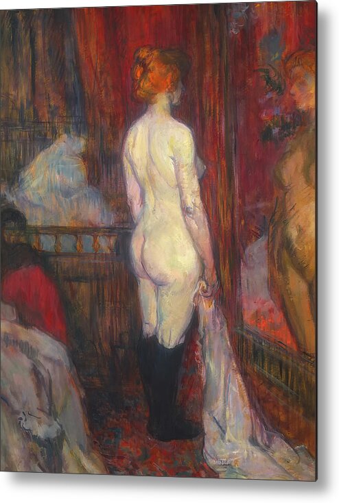 Painting Metal Print featuring the painting Woman Before A Mirror #2 by Mountain Dreams