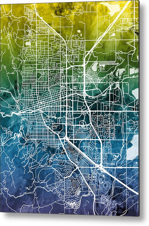 Boulder Metal Print featuring the digital art Boulder Colorado City Map #3 by Michael Tompsett