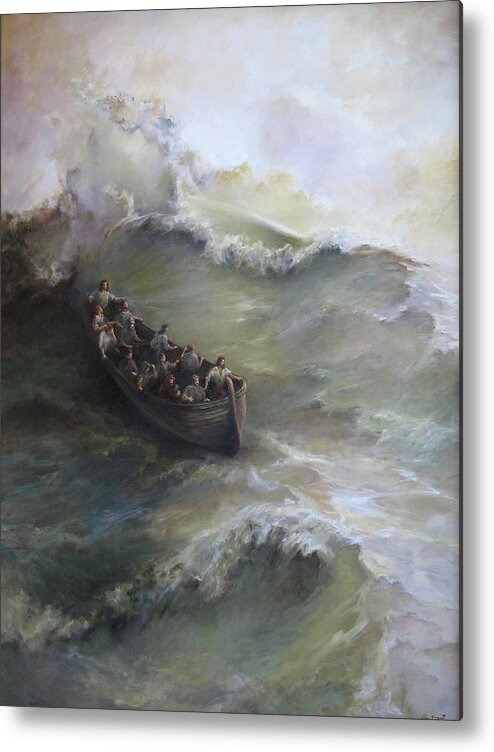Calming The Storm Metal Print featuring the painting Calming the storm #3 by Tigran Ghulyan