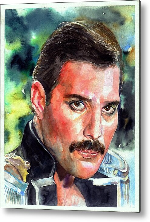 Freddie Metal Print featuring the painting Freddie Mercury portrait by Suzann Sines