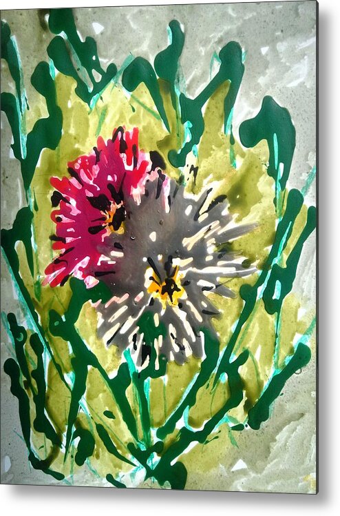 Abstract Metal Print featuring the painting Divine Flowers #3355 by Baljit Chadha